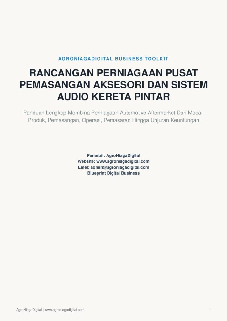 Rancangan Perniagaan Pusat Pemasangan Aksesori dan Sistem Audio Kereta Pintar