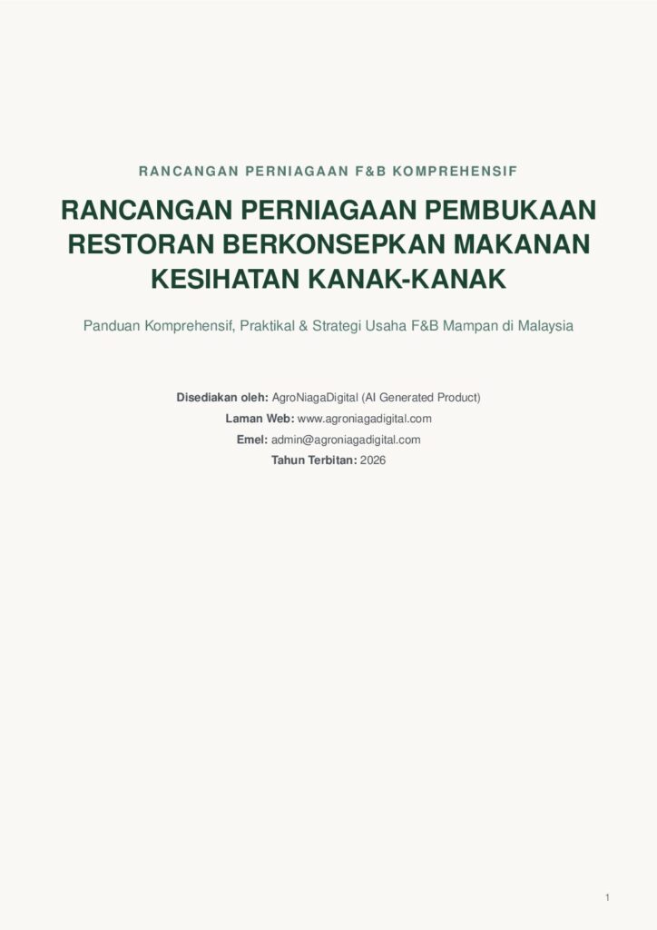 Rancangan Perniagaan Pembukaan Restoran Berkonsepkan Makanan Kesihatan Kanak-Kanak