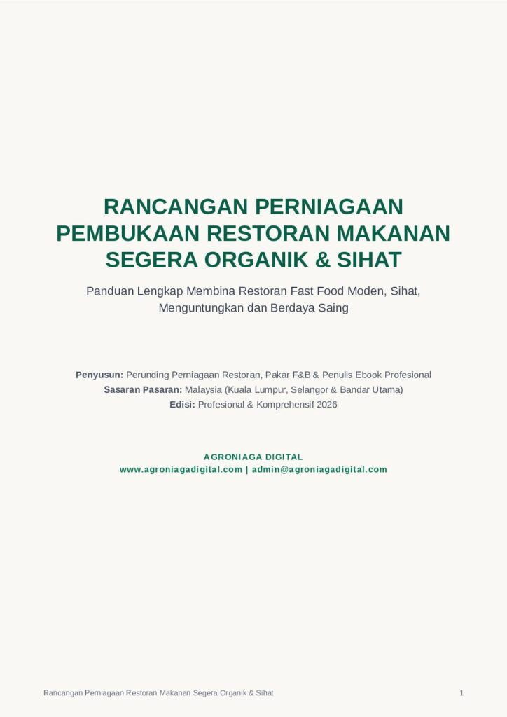 Rancangan Perniagaan Pembukaan Restoran Makanan Segera Organik & Sihat