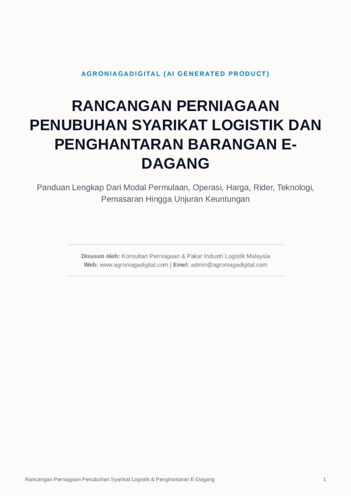 Rancangan Perniagaan Penubuhan Syarikat Logistik dan Penghantaran Barangan E-Dagang