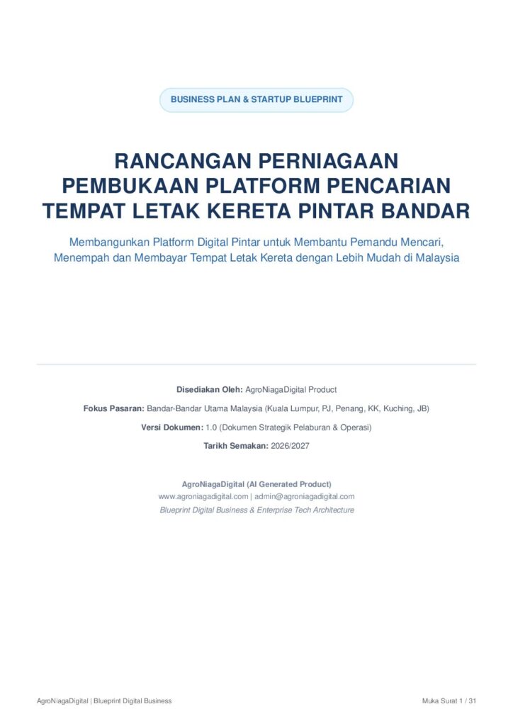 Rancangan Perniagaan Pembukaan Platform Pencarian Tempat Letak Kereta Pintar Bandar