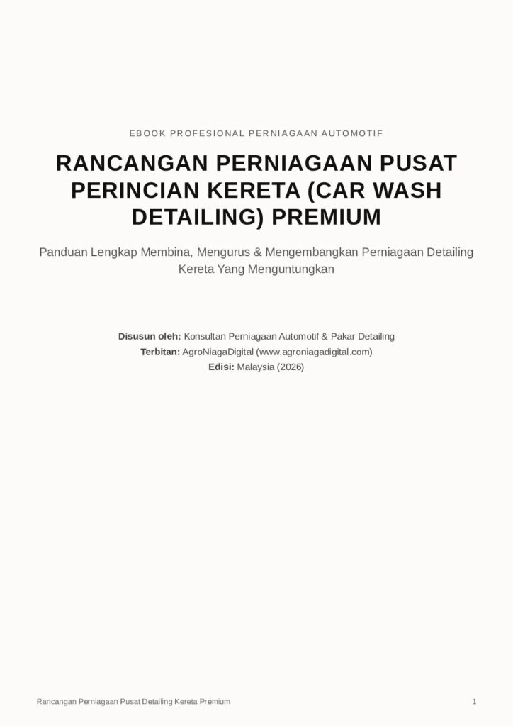 Rancangan Perniagaan Pusat Perincian Kereta (Car Wash Detailing) Premium